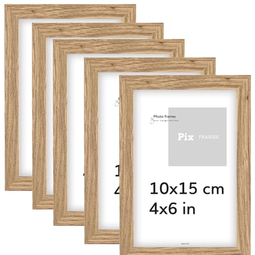 4 Bilderrahmen Aus Eiche, 20x25 Cm (für 13x18 Cm Fotos) – Mit Matte, Ständer & Klarglas