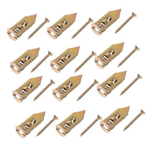 FUNOMOCYA Gold Tone Plasterboard Anchors Screws 100pcs Wall Anchor Kit Expansion Screws for Home Improvement