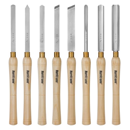 HURRICANE 8pc Wood Lathe Chisel Set with Wooden Box