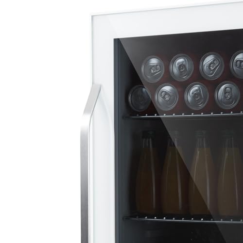 Klarstein Mini lodówka ze szklanymi drzwiami, Mini lodówka do pokoju, Mała na napoje z regulowanymi półkami, Mała 80 litrów, Cicha Indoor/Outdoor