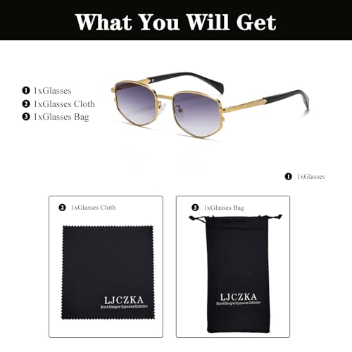 Image of LJCZKA Trendy Square Metal frame Sunglasses for Women Men Retro Polygon Sun Glasses Luxury Classic Shades