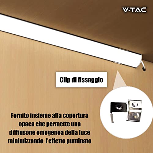 V-TAC 2 x 2 Meter Eckprofile für LED-Streifen - [ insgesamt 4 Meter ] - Profile für LED-Streifen aus Aluminium mit satinierter Abdeckung - Farbe Silber - Ecken 21,3 x 15,8 mm