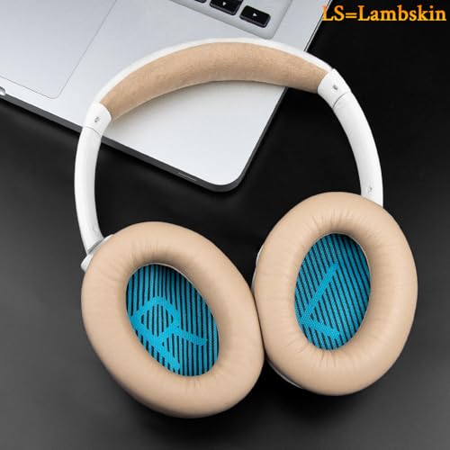 Almohadillas de piel para auriculares Bose, repuesto compatible con modelos QuietComfort 15, QC25, QC2, QC35, Ae2, Ae2i, Ae2w, SoundTrue y SoundLink en beige brillante miniatura 2