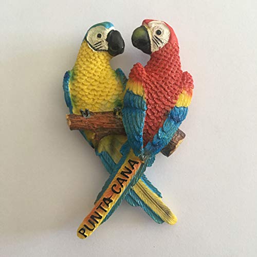 Imán de nevera macaw bird Punta Cana Dominica 3D resina miniatura 5