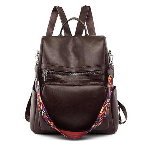 XAGMODSHN Mochila para mujer, de piel sintética, de viaje, grande, para mujer, café, Talla única