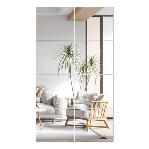 VASUHOME Glass Full Length Wall Mirror Tiles - [12x10 Inch