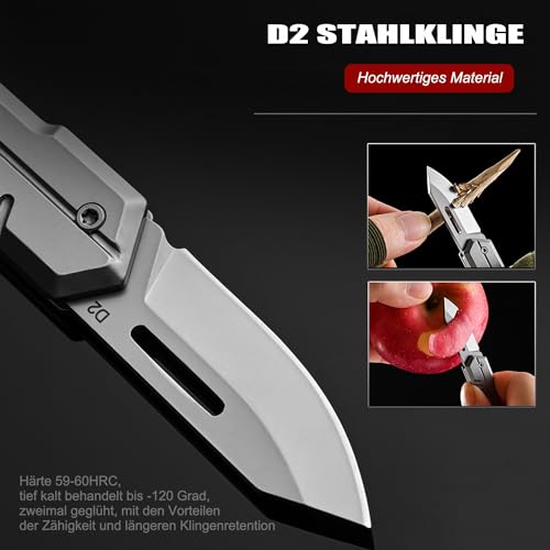 Kryvex Klappmesser Taschenmesser, D2 Klinge Klein Messer, Mini Scharf Klappmesser, EDC Messer für Outdoor Camping