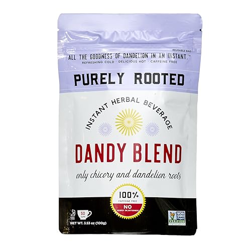 Image of Dandy Blend Instant Herbal Beverage, 3.53 oz, 50 Cup Bag | Chicory and Dandelion Roots, Purely Rooted