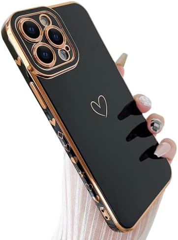 SmoBea Compatible with iPhone 13 pro case,Heart Pattern Cute Girls for Women Plating case,Soft TPU Full Camera Shockproof Protective Case for iPhone 13 pro 6.1 inch(Pink)