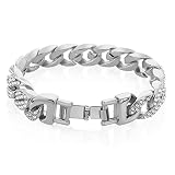Yolev Womens Cuban Link Bracelet Hip Hop Bracelet Gold Chain Bracelet Iced Out Curb Cuban 18k Gold/S
