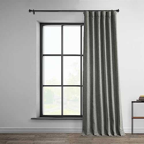 Image of HPD Half Price Drapes - Faux Linen Curtains for Living Room (2 Panels) - 50W X 108L - Textured Room Darkening Curtains for Bedroom 108 Inches Long - Drapes for Home Decor, Blazer Grey