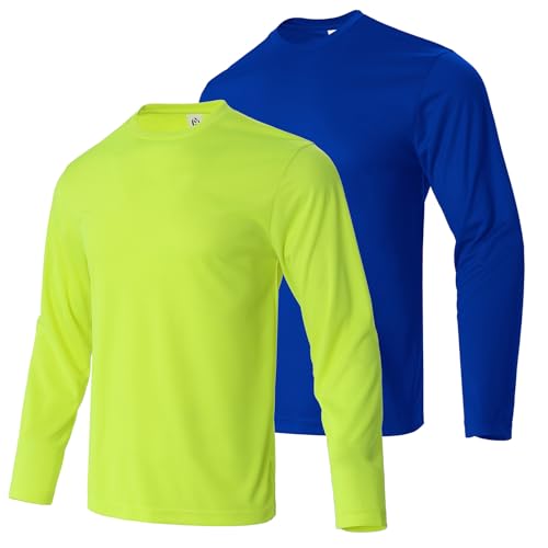 LeeHanTon Men Long Sleeve Shirt Athletic Quick Dry Breathable Gym Running Hiking Shirts 2 Pack