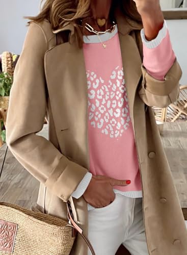 Image of Dokotoo Women's Long Sleeve Sweaters Casual Crewneck Fashion Fall Striped Color Block Shirts High Low Pullover Sweater Tops