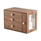 Saturey Boîte à Bijoux de Luxe Nouvelle Grande boîte à Bijoux en Bois Organisateur 4 tiroirs en Bois Boucle d'oreille Bague Collier Montre Bijoux Mallette de Rangement Cercueil (Color : 1)