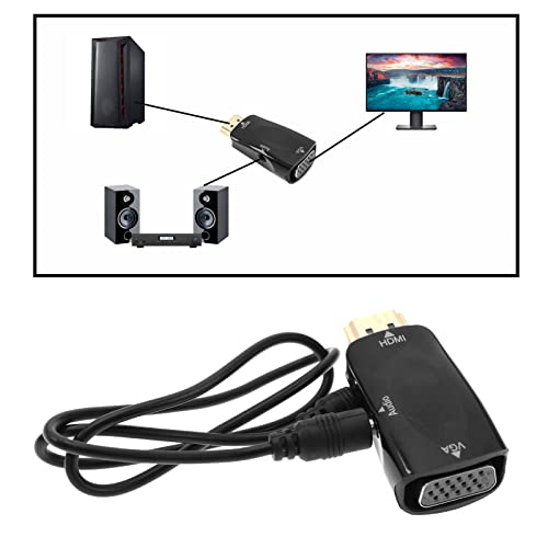 Hdmi To Vga Adapter With 3.5Mm Audio Jack Cable Hdmi To Vga Male To Female Gold-Plated Connector Converter 1080P For Dvd Player Desktop Laptop Hdtv #TOP1