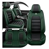 YWZQ Full Set Car Seat Covers for Nissan Altima Rogue Murano Kicks Titan Versa Frontier Leaf 2008-2025, Waterproof Premium Nappa Leather Seat Protectors(Standard 5 Seats/Black&Green)