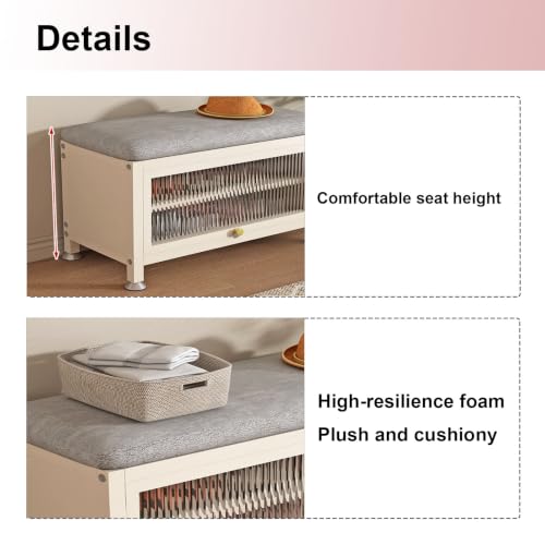 Chaussures fermé et rangées grâce au banc de rangement à chaussures avec assise - 4