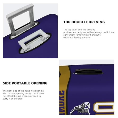 Image of Custom Baltimore Luggage Cover Personalized Football Style Suitcase Cover with Name Number Customized Washable Elastic Sports Travel Suitcase Protector for Business Vacation Gifts