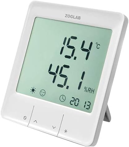 ZOGLAB Indoor Air Quality Meter LCD Backlit Super Low Power Comsuption Digital Temperature and Humidity Meter