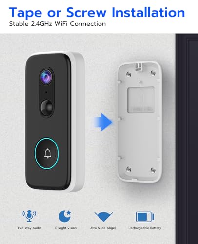 JOOAN 2K Wireless Video Doorbell Camera Rechargeable No Subscription Cloud Storage(lifetime Free cloud), 2.4G WiFi Smart Doorbell for Indoor Outdoor 2 Way Audio Motion Detection Sound Alert Anti-Theft - Thumbnail 6