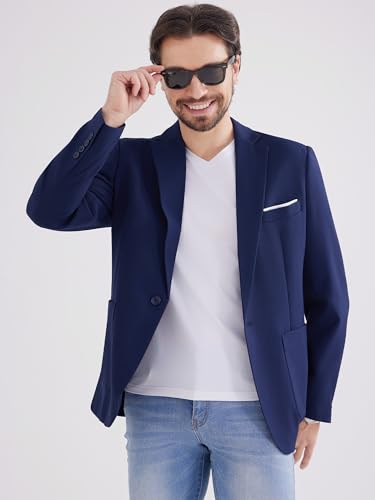 MAGE MALE Men's One Button Blazer Lightweight Casual Sport Coats Solid Color Suit Jacket2