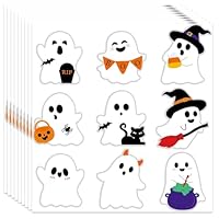UZEXYO 108 Pcs Cute Ghost Halloween Stickers for Kids Happy Halloween Decorations Self Adhesive White Ghost Labels for Sweet Bags Party Supplies Crafts