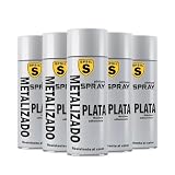 SPSIL Pintura Spray para Metal, Secado Rápido Plata(pack of 5) 200ml, Pintura Profesional Interior Exterior, Aplicación Fácil en Madera Plástico,DIY Decoración Muebles Automóviles