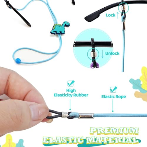 COYUN 4er Pack Brillenbänder für Kinder, Brillenband Kinder, Brillenband Sport Kinders Silikon Brillenbänder, Einstellbar Rutschfester Silikon Sonnenbrillen Band Brillen Kordel Halter