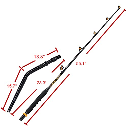 Fiblink Bent Butt Fishing Rod 2 Piece Saltwater Offshore Trolling Rod Big Game Deep Drop Rod Conventional Boat Fishing Pole (6'6",120-200Lbs) #TOP7