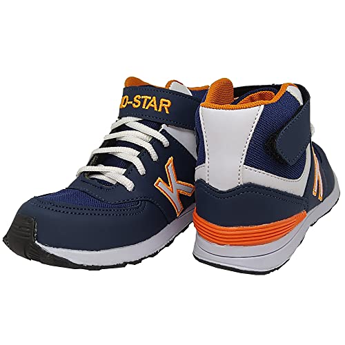 Tênis Infantil Masculino Cano Alto KidStar Botinha Marinho Tamanho:33;Cor:Azul;Gênero:Meninos