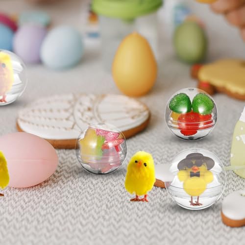 Image of GLEAVI 120 Pcs 1.1 Inch Clear Plastic Capsules, 28mm Empty Round Vending Machine Toy Containers, Transparent Gumball Machine Capsules for Mini Prizes, Party Favors, Classroom Rewards