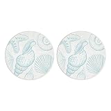 Sea Shells Starfish Seafoam Green 2.75 x 2.75 Ceramic Car Coasters Pack of 2