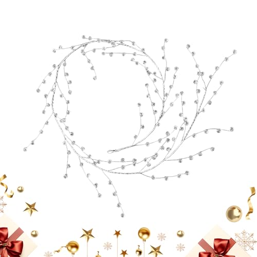 Image of Crystal Garland - Elegant Realistic Christmas Wreath Decoration, Sparkling Crystal Embellishment for Chandelier, Mantle, Outdoor Stairs, Easy to , Festive Winter Front Door