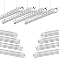 Skymoatled 8Pack 4FT LED Shop Light Garage Lights,50W 5000K/Daylight White 7550LM,Hanging/Surface Mount,Plug and Play,Linkable LED Shop Lights,T8 4FT Tube Light for Warehouse Workshop Basement