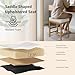 FLYZC Saddle Seat Vanity Stool, Makeup Stool Chair with Metal Leg, U-Shaped PU Leather Ottoman Foot Rest, Small Square Chairs Under Desk for Vanity, Living Room, Modern Makeup Bench White&Gold