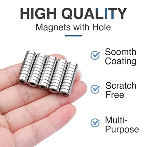 Mikede Rare Earth Magnets With Hole, 50Pcs Strong Neodymium Disc Magnets With Stainless Screws For Wall Mounting, Small Roud Magnets With Countersunk Hole Magnets For Locker, Tool Storage, Crafts #TOP1