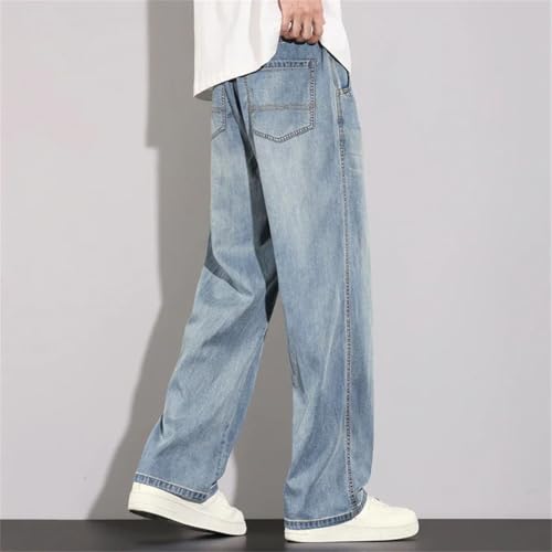 Men Thin Jeans Vintage Soft Breathable Straight Trousers Casual Loose Denim Pants3