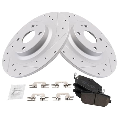 Image of TRQ Performance Rear Brake Pad and Rotor Set Ceramic G Coated Compatible with 2017-2020 Fiat 124 Spider 2016-2019 Mazda MX-5 Miata