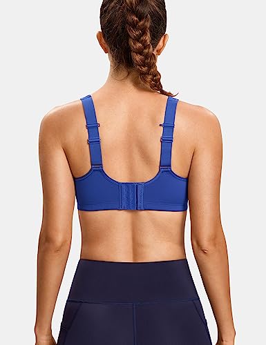 Image of SYROKAN High Impact Sports Bras for Women No Uniboob Unlined Underwire Adjustable Cross Back Bra