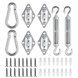 Wanfoou Kit de accesorios para vela de sombra, kit de 44 piezas de accesorios para vela triangular/rectangular/cuadrada, accesorios de acero inoxidable para instalación de vela de sombra