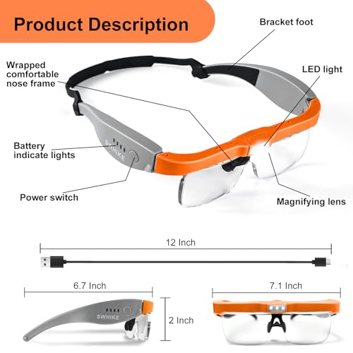 Magnifying Glass with Light Hands Free Magnifying Glasses Headset by SWHIKE - Used condition - Image 5