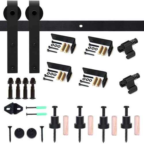 CCJH 183cm/6FT Kit de Rail Coulissant de Porte Coulissante de Support de Plafond, Kit de Piste pour Porte en Bois Simple (Forme J) – vue 5