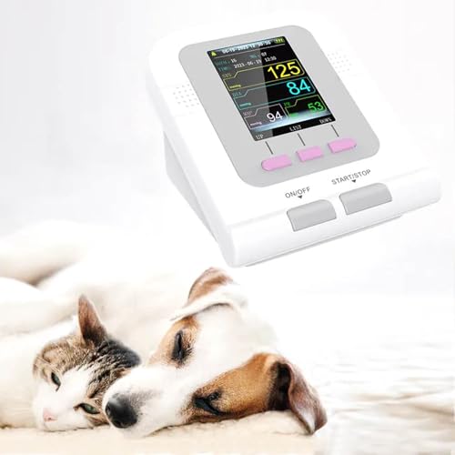 Esfigmomanómetro Automático de Brazo, Esfigmomanómetro Automático para Mascotas, Esfigmomanómetro Electrónico, Oximetría, Memoria de Gran Capacidad, 3 Manguitos, Para Perros, Gatos y Animales Grandes