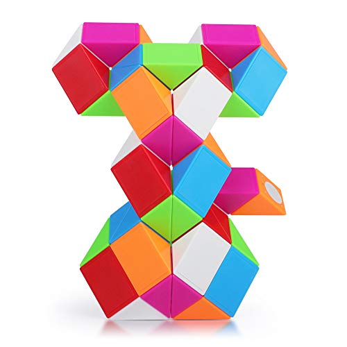 Coolzon Magische Snake Cube, 48 delen 3D Puzzel Speelgoed Magische Heerser Twist Puzzel Speelgoed voor Kinderen & Volwassenen, Veelkleurig