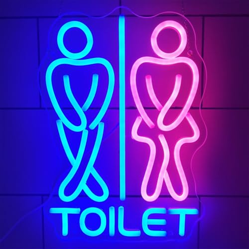 Drôle mâle gauche femelle droite toilettes LED enseignes au néon, lumières au néon WC dimmables personnalisées, bar boîte de nuit toilettes tenture...