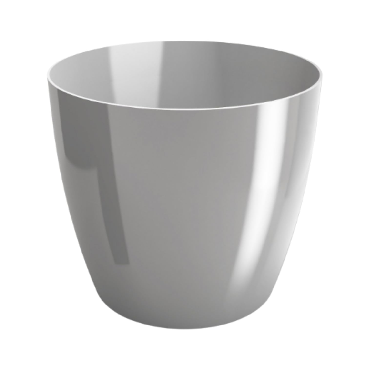 B2C Plant Pot Flower 20 Colours 9 sizes Gloss Plastic Plant Pots Planter Saucer Tray Deco (9.5 cm/ 3.7 inch, Grey)