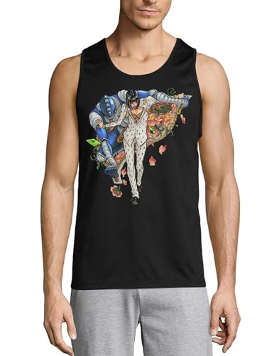 Camiseta sin mangas Anime 62 en algodón negro de tacto premium