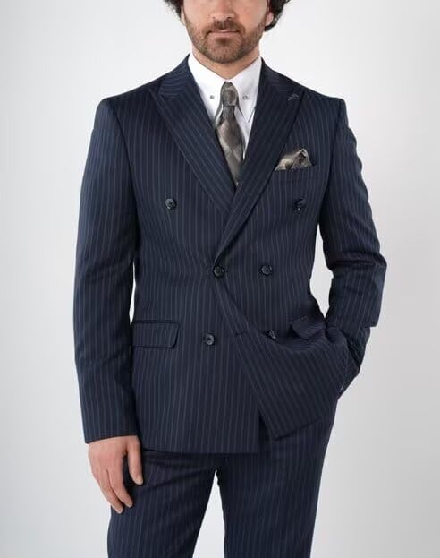 Double Breasted Pinstripe Suit Mens Suit Classic Fit 2 Piece Striped Suits Men Pinstripe Pants Halloween Costume3