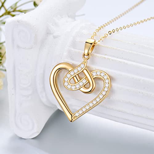SISGEM 14K Real Gold Heart Pendant Necklace for Women, Forever Love You Yellow Gold Infinity Heart Pendant Fine Jewelry Gifts for Her Mom Wife 16-18 inch3