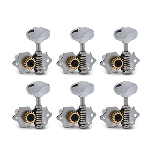 tunery blokujące głowice 6 Sztuk 18: 1 Stosunek Przekładni Vintage Otwarte Tunery Łańcuchowe Tuning Pegs Middle Hole Do Klasycznego Gitara Chrome (Color : 6L)